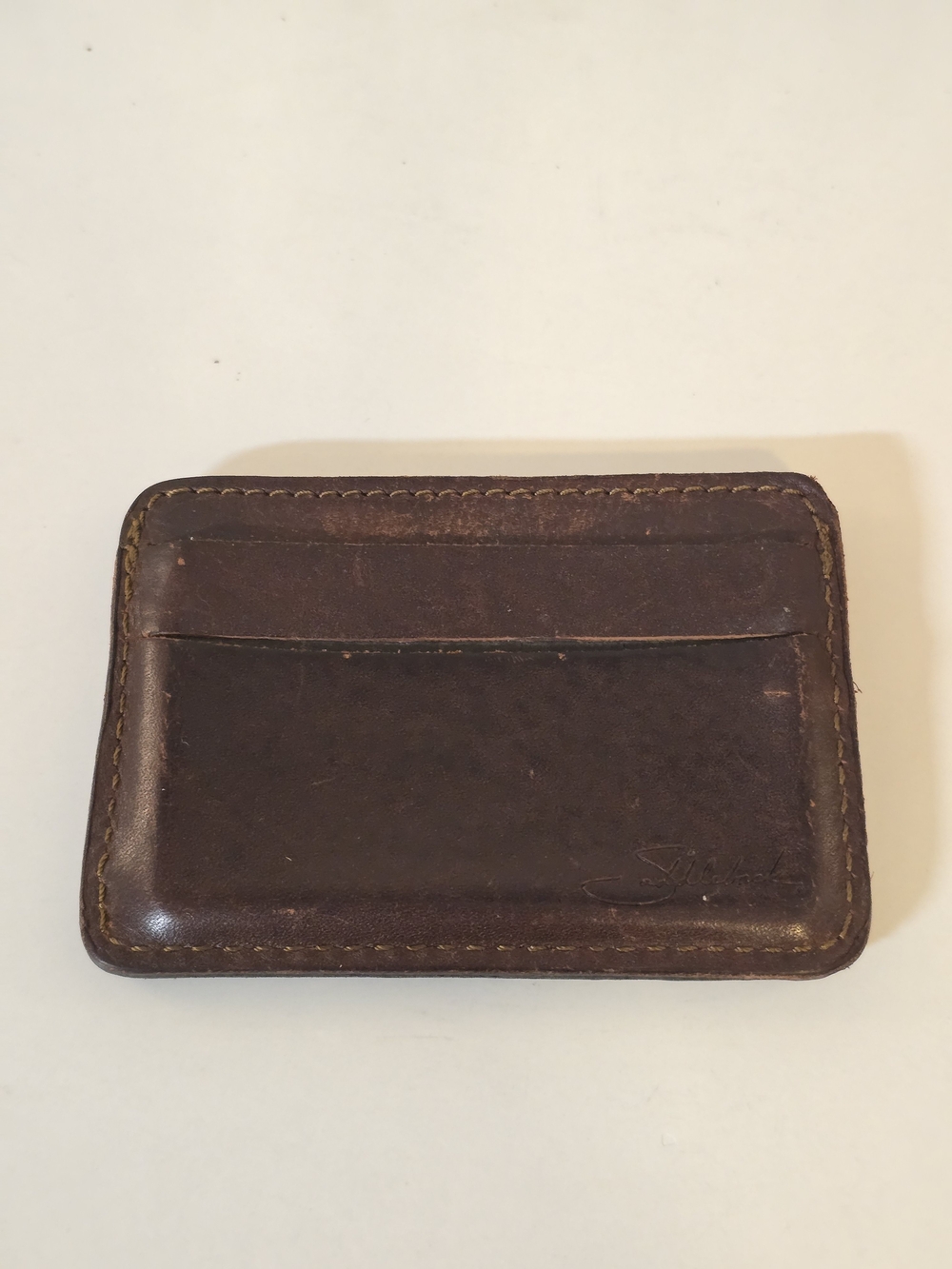 Vintage Saddleback Leather Front Pocket ID Wallet - Script Logo Old Dog Patina